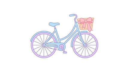 Fototapeta premium A stylized line art illustration of a vintage bicycle with a gift basket.