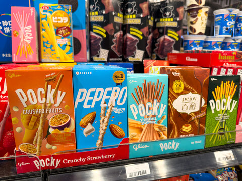 Pocky And Pepero Japanese Snack Display In Store