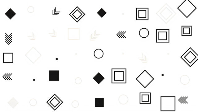 Modern monochrome geometric composition with outline shapes on transparent background.