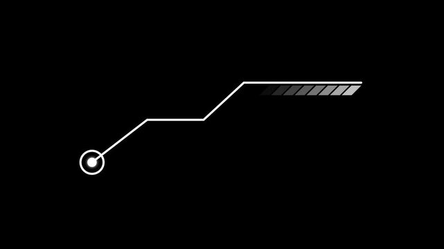 HUD callout digital information pointer layout with glowing circle target indicator on black background.