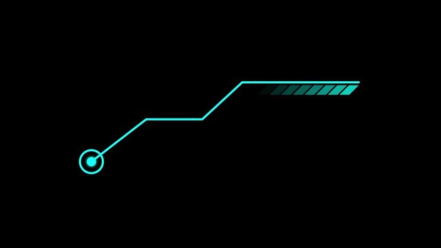 HUD callout digital information pointer layout with glowing circle target indicator on black background.