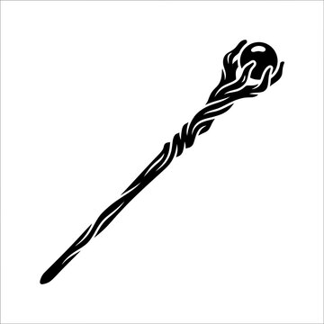 Mystical staff with orb held by hands.