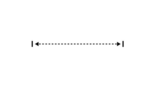White vertical line measuring height animation,Abstract vertical dotted line height animation on white screen with alpha channel.