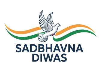 Fototapeta premium Sadbhavana Diwas Vector Illustration with White Dove and Indian Tricolor