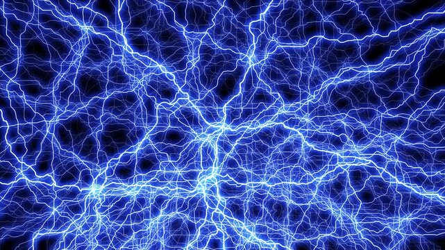 Radial Electric Blue Lightning Burst Strike and Multi Directional Discharge Animation Loop Overlay