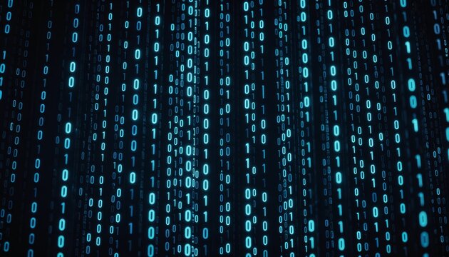 Glowing Binary Code Streams Abstract Background