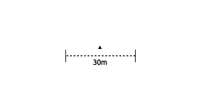White horizontal dotted line measuring height animation, alpha channel.Line direction concept.