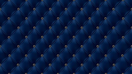 Obraz premium Navy blue tufted leather texture, elegant quilted fabric background with silver buttons, luxury upholstery pattern for interior design and fashion