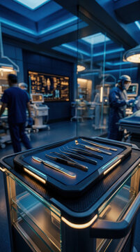 Advanced Futuristic Medical Operating Room With Surgical Instruments Ready