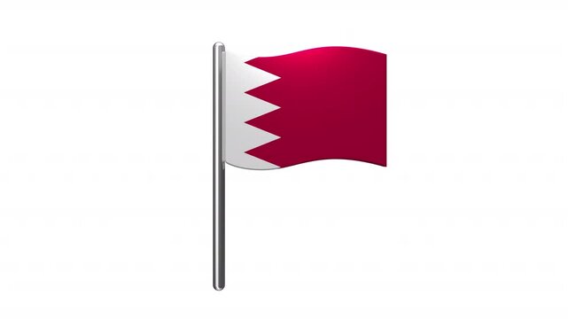 Bahrain Country Flag on Metallic Pole Motion Graphics With Alpha Matte