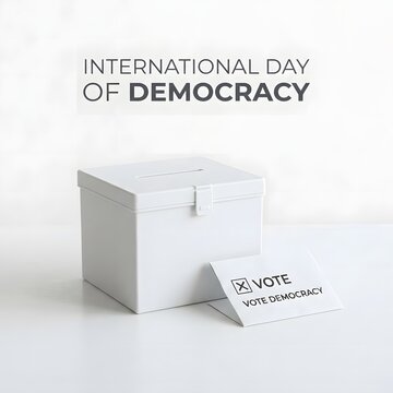 International day of democracy conceptual illustration with a voting ballot box and paper