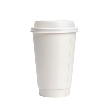 Disposable white paper coffee cup with lid with cup matching biodegradable ecofriendly container packaging beverage takeout product single with simple