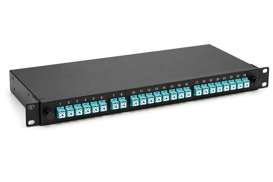 Fiber Optic Patch Panel Isolated on White Background