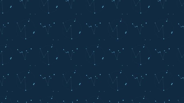 Blue constellation star map drifting slowly, astronomy seamless loop background