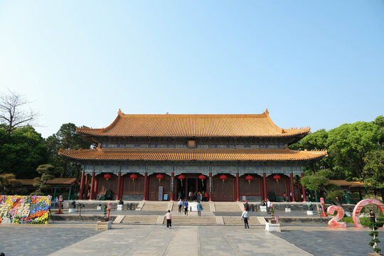 Zhuhai, China - March 25, 2026 : Tourists visiting the majestic imperial architecture building at the New Yuanming Palace.