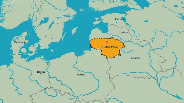 Lithuania Map Animation Locator Zoom 4K Motion Graphic

