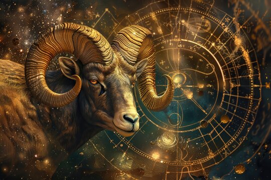 Abstract astrological concept of Aries zodiac sign symbol