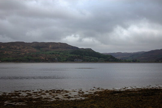 Lake Gowan view by cloudy noon, North Scotland