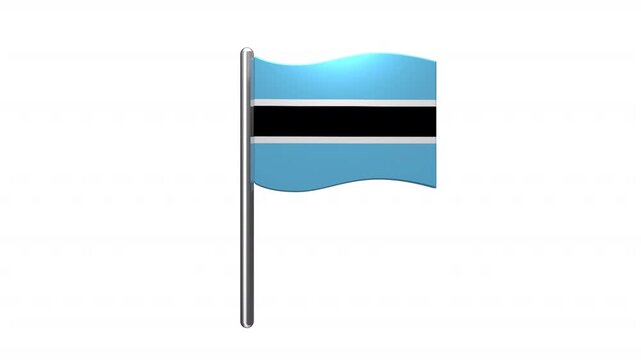 Botswana Country Flag on Metallic Pole Motion Graphics With Alpha Matte