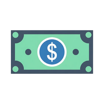 Green dollar bill icon with us symbol isolated