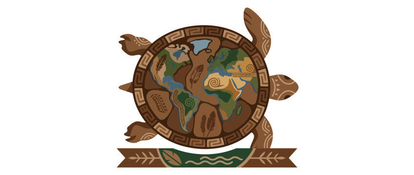 Turtle Carrying Earth Symbol