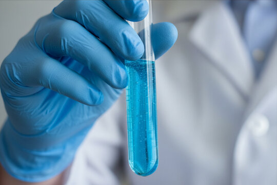 scientist in laboratory with test tubes
