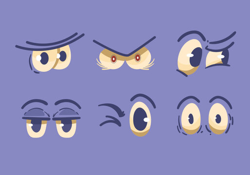 Set of Cartoon Monster Eyes Expressing Various Emotions Vector