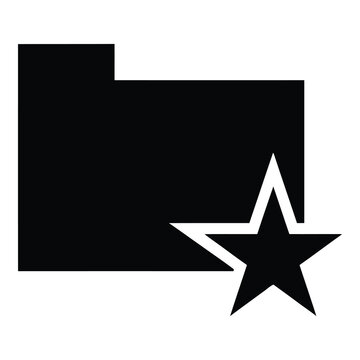 Utah state shape with a star symbol on white background icon