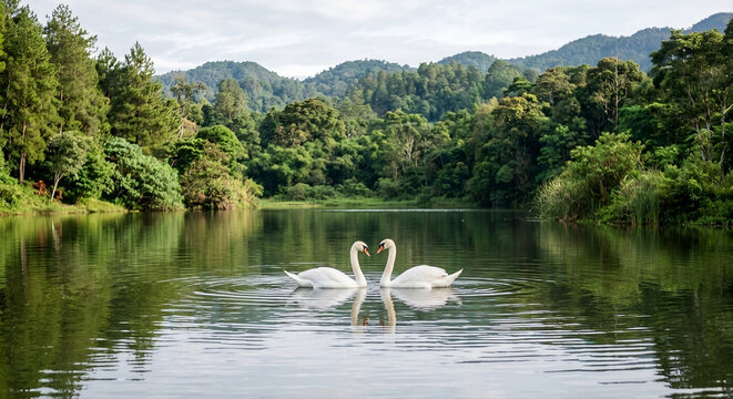 swans on lake