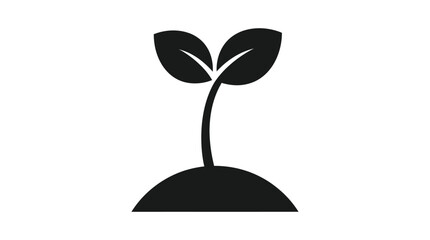 Sprout silhouette on a white background simple botanical graphic © saykot