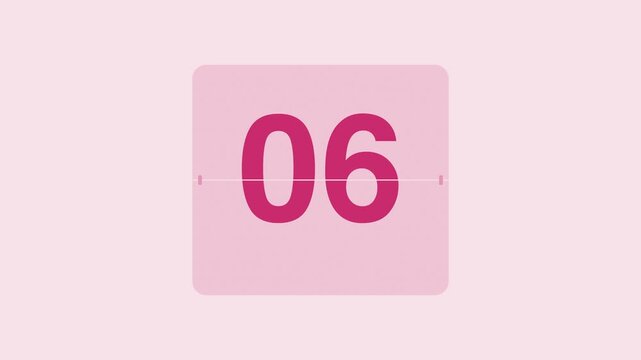 Pink 10 second flip clock countdown timer from 10 to 1, split flap number animation
