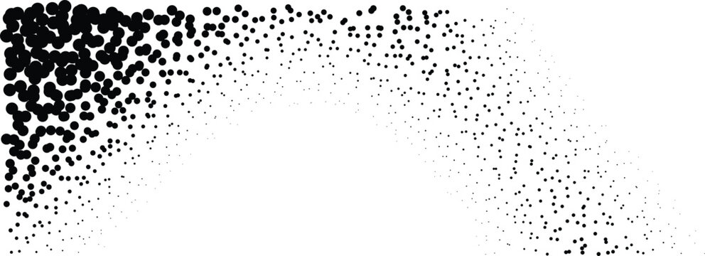 Abstract black halftone dot pattern gradient on white background