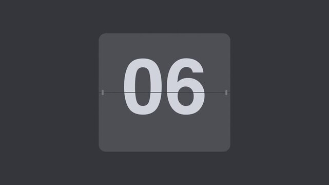 Gray 10 second flip clock countdown timer from 10 to 1, split flap number animation