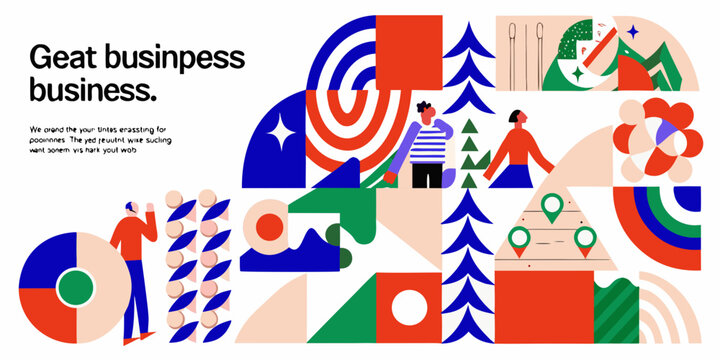 Abstract Geometric Illustration With Mountain Shapes And Business Text