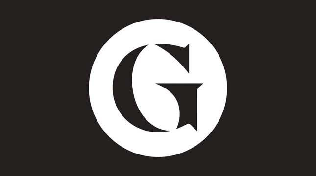 Bold letter G serif initial in white circle.