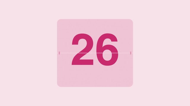 Pink 30 second flip clock countdown timer from 30 to 1, split flap number animation
