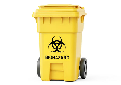 Yellow biohazard waste bin for medical trash