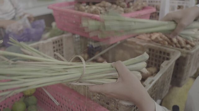 Fresh Lemongrass for Sale at Traditional Market Slog3 10 bit 4:2:2