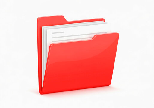Red folder with paper documents for business and office work