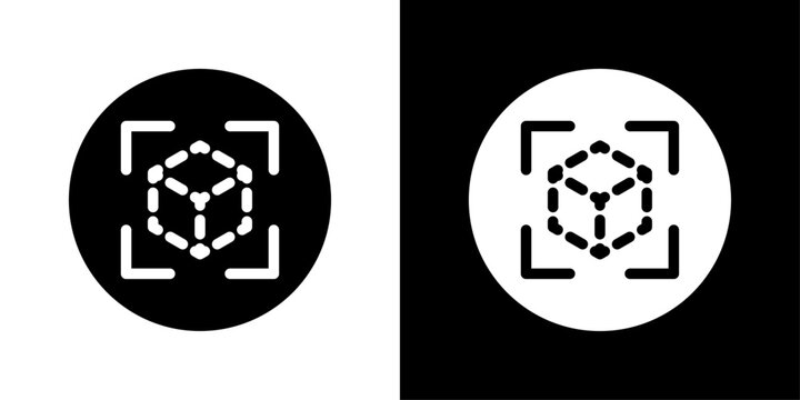 Modern AI object detection icon featuring a scanned geometric shape, representing computer vision, object recognition, machine learning, image analysis, and smart automation.