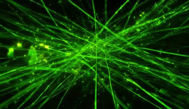 Lime green digital pulse abstract background, matrix cyber fast motion loop 4k