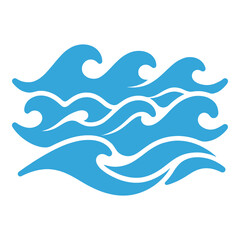 Naklejka premium Blue ocean waves graphic illustration on white background for design elements icon
