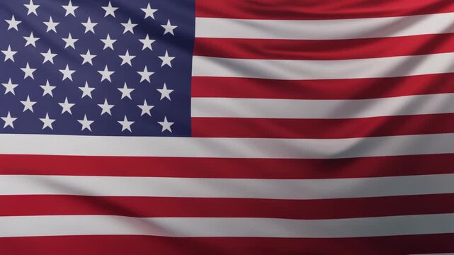 American flag with thirteen red‑white stripes and fifty white stars on blue field, symbolizing freedom, unity, and national pride.