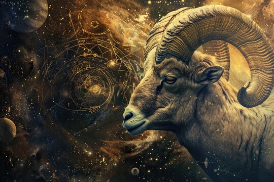 Abstract astrological concept of Aries zodiac sign symbol