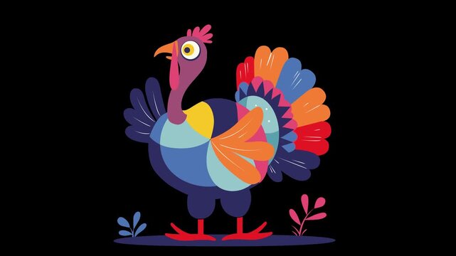 Animated Cartoon Turkey Bird with Transparent Background