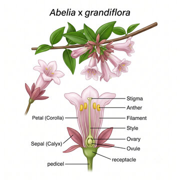 Abelia Abelia x grandiflora Flower Structure