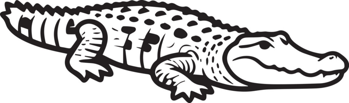 A stylized illustration of a menacing alligator, showcasing its scaly skin and sharp teeth, with a determined gaze.