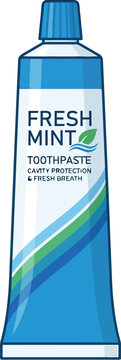 Toothpaste tube provides daily oral care for healthy teeth and fresh.