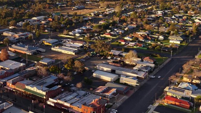 Aerial View of Rural Outback Town Grid in Coonabarabran Australia