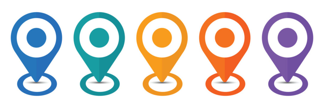 Location Pin Icon Set &ndash; GPS Map Marker Navigation Pointer Vector Collection, Modern Geolocation Symbols for Mobile App, UI, Web and Infographic